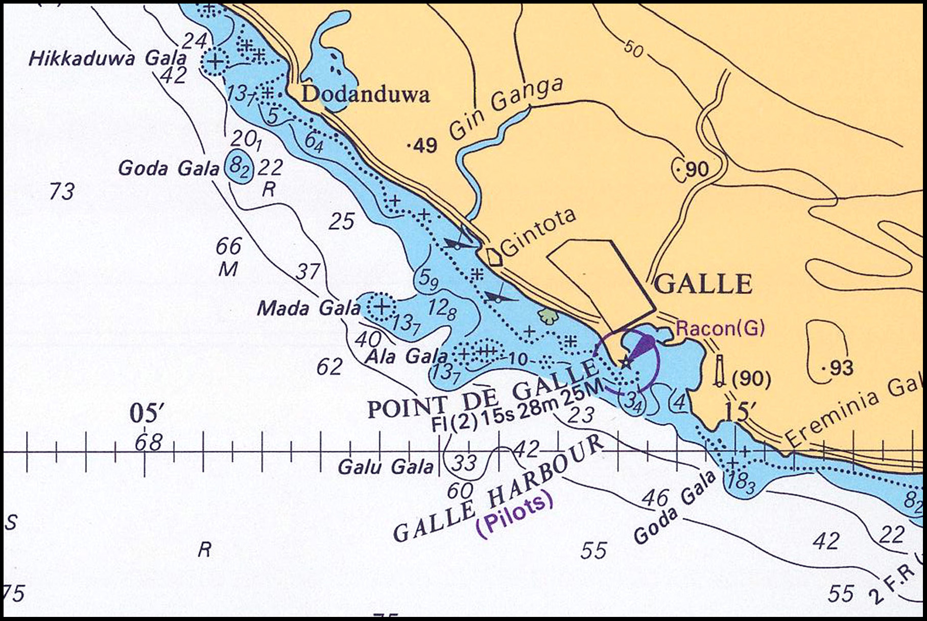 MV Elsia on the sea chart